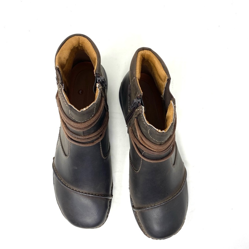 Clarks Un Loop Up Dark Brown Leather Wide Comfort Ankle Boot Side Zip - Picture 5 of 7